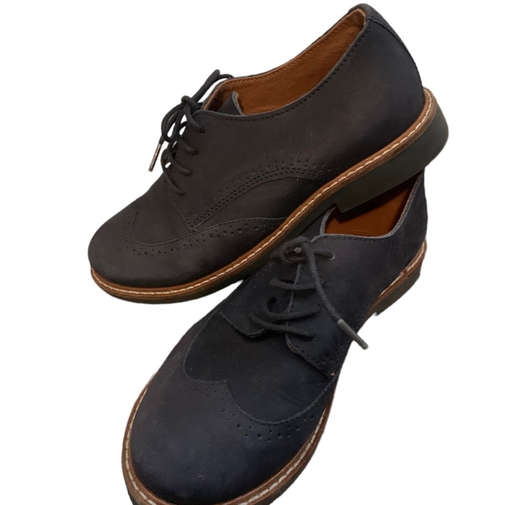 Navy Suede dress shoes with lace